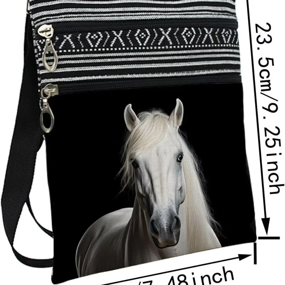 Small Ethnic Pattern Crossbody Bag with Zipper Pocket and Adjustable Strap - Picture 2 of 7